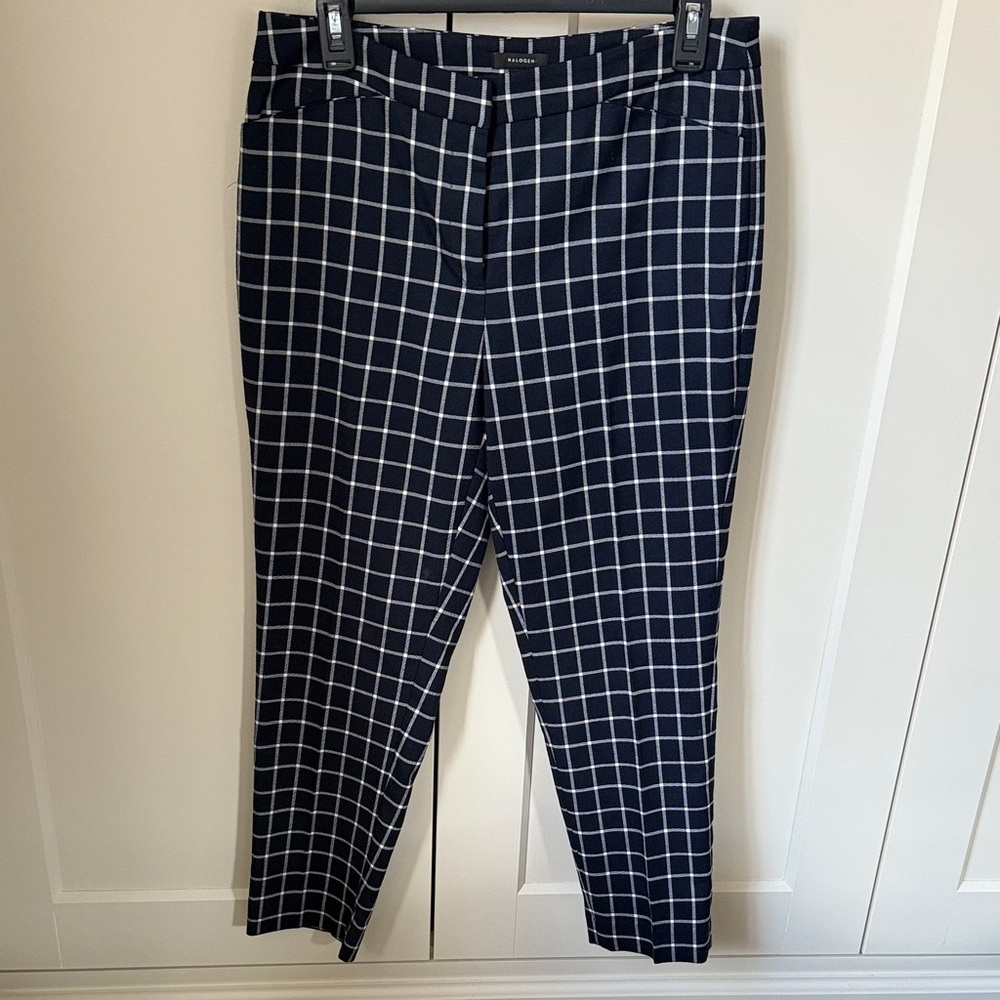 NWOT Navy Windowpane Check Pants